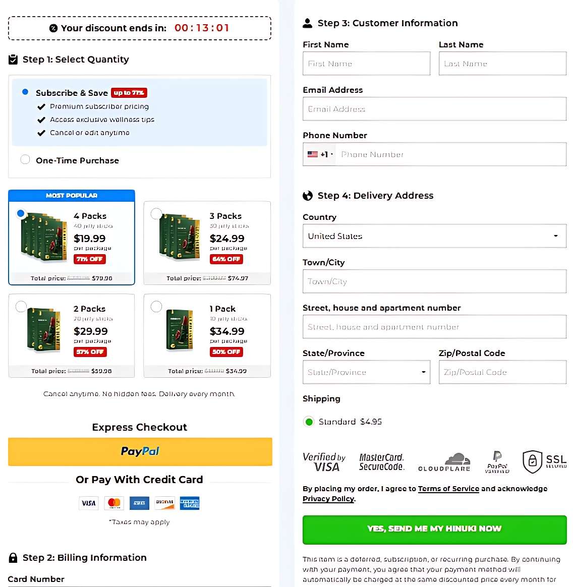 Hinuki Secure Checkout Page